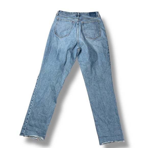 Abercrombie Curve Love 90s Straight Jeans Women 32/14 Light Wash Distressed EX - Picture 5 of 6